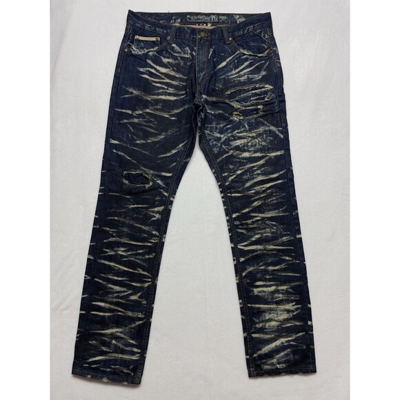 The Hertage By America Men's W38 L34 Patched Distressed Skinny Jeans Acid Wash - Picture 5 of 17